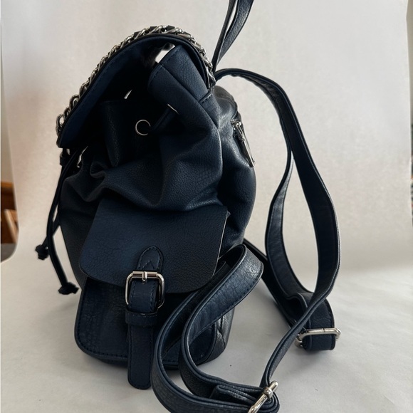 Black Rivet Navy Blue Chain-Trim Backpack - Picture 3 of 8